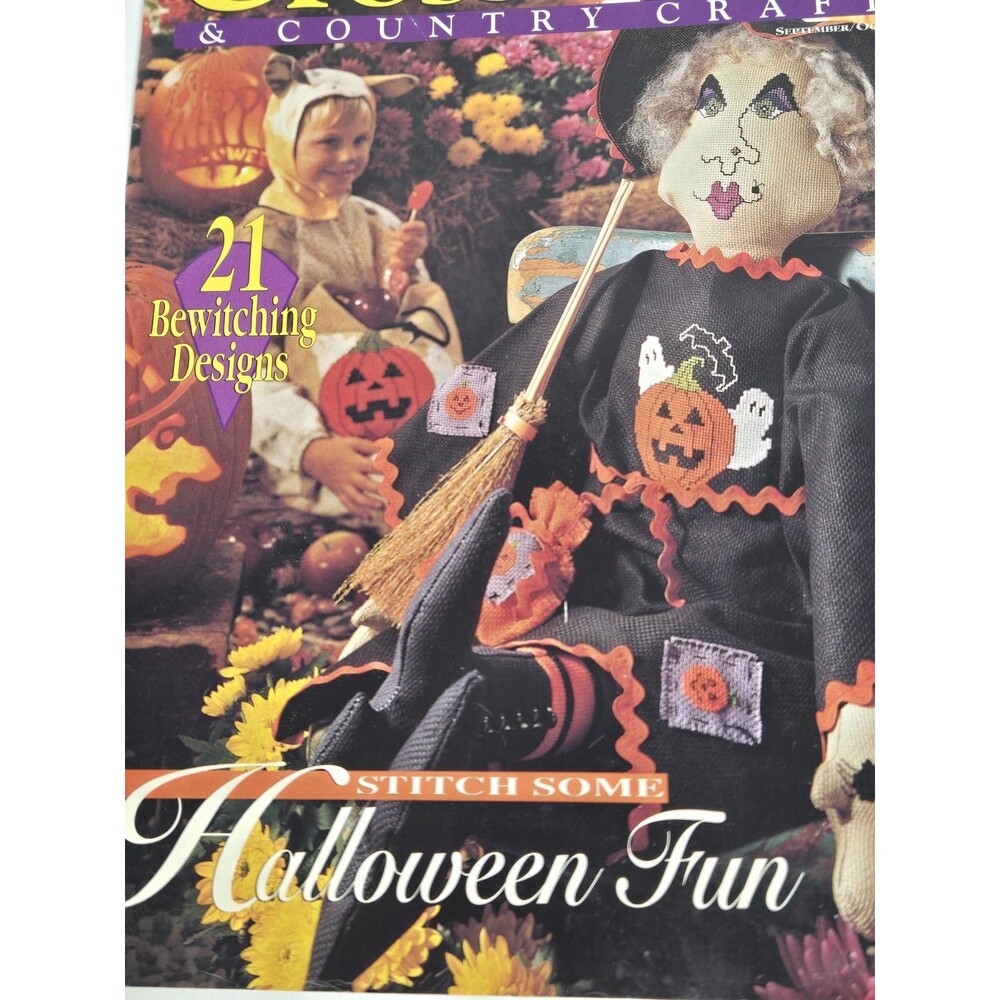 Cross Stitch & Country Crafts Sep Oct 1994 Halloween 21 Designs Magazine - Picture 2 of 8